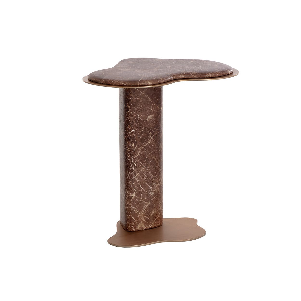 Table d'appoint d'extérieur moderne en béton et métal imitation marbre avec forme organique pour patio