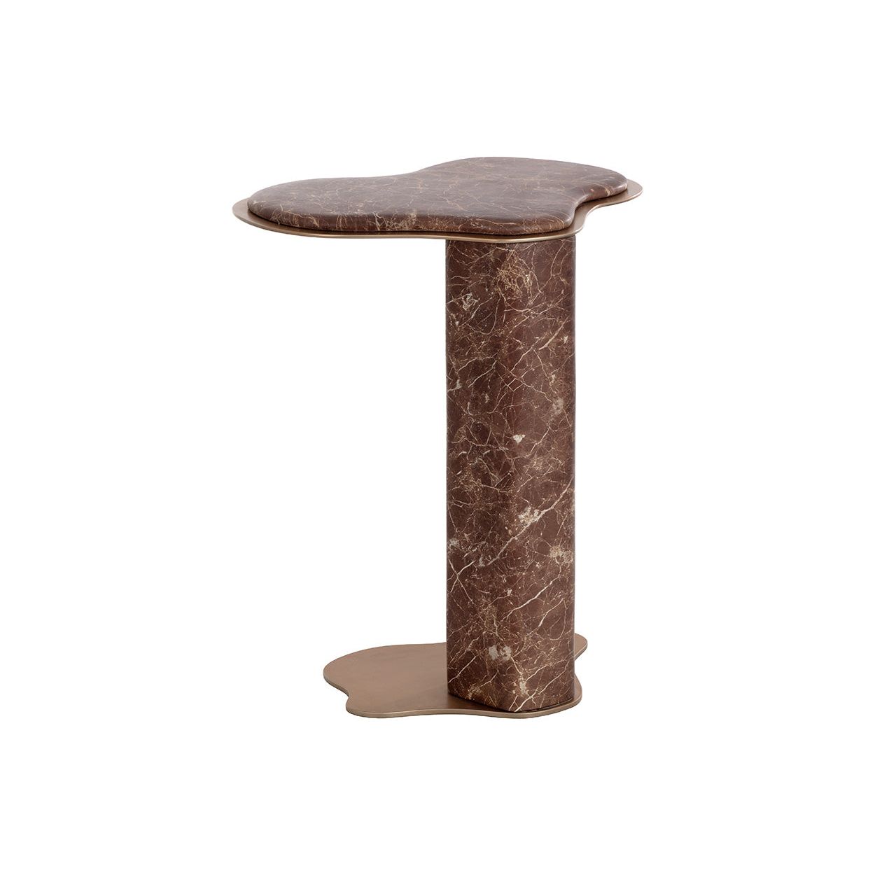 Table d'appoint d'extérieur moderne en béton et métal imitation marbre avec forme organique pour patio