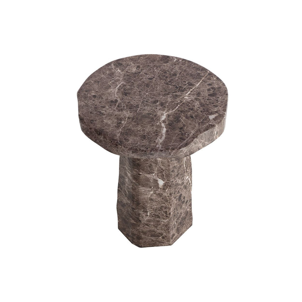 Table d'appoint d'extérieur contemporaine en béton imitation marbre avec forme ronde organique pour patio