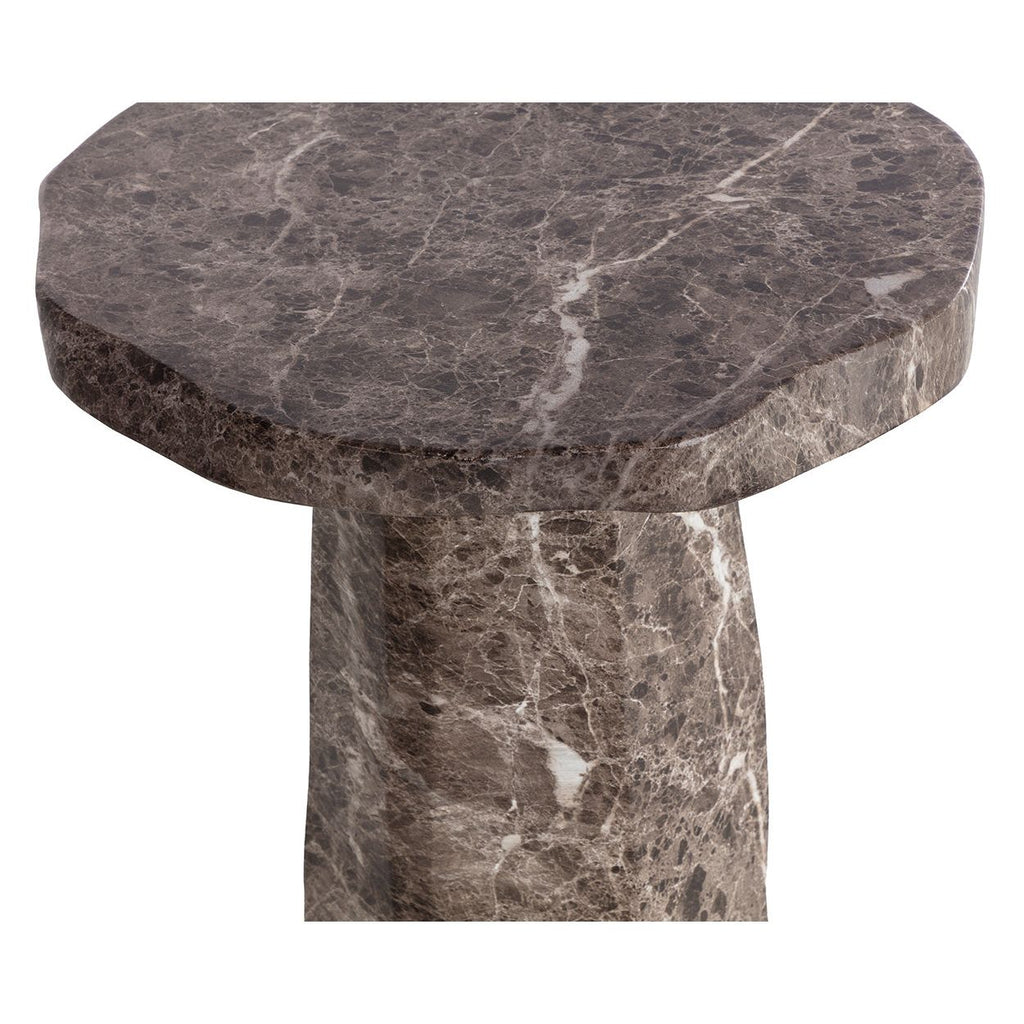 Table d'appoint d'extérieur contemporaine en béton imitation marbre avec forme ronde organique pour patio