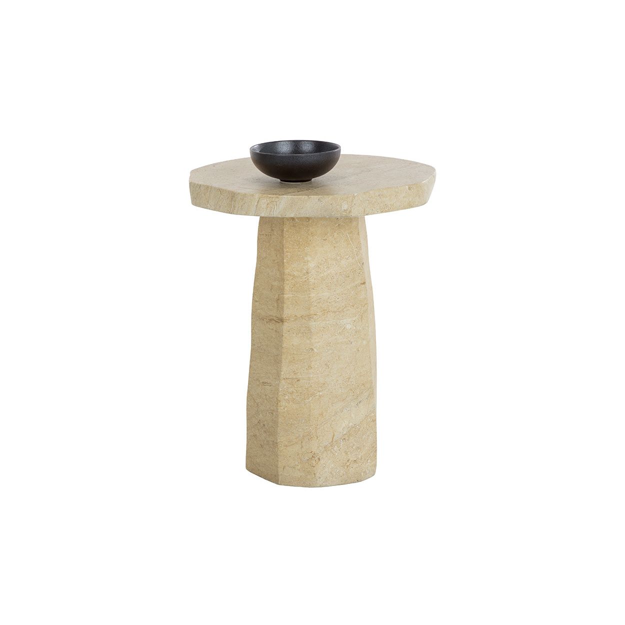 Table d'appoint d'extérieur contemporaine en béton imitation marbre avec forme ronde organique pour patio