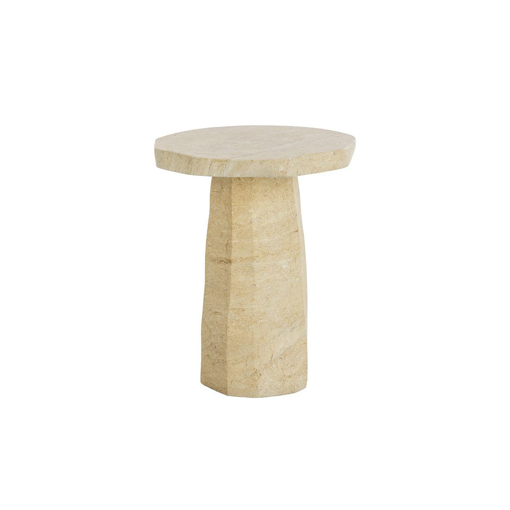 Table d'appoint d'extérieur contemporaine en béton imitation marbre avec forme ronde organique pour patio