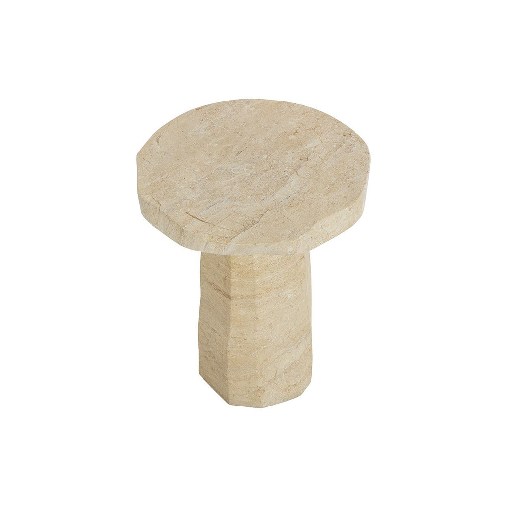 Table d'appoint d'extérieur contemporaine en béton imitation marbre avec forme ronde organique pour patio