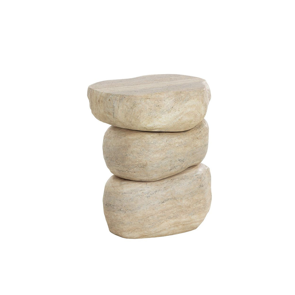 Table d'appoint d'extérieur moderne en béton imitation travertin, de forme géométrique pour patio
