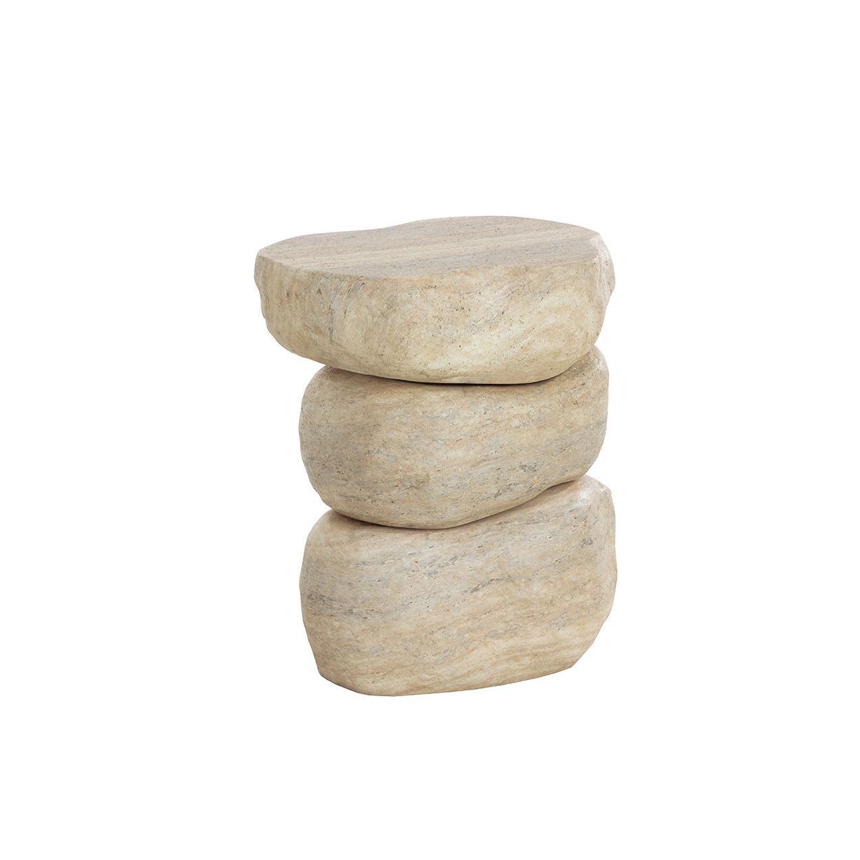 Table d'appoint d'extérieur moderne en béton imitation travertin, de forme géométrique pour patio