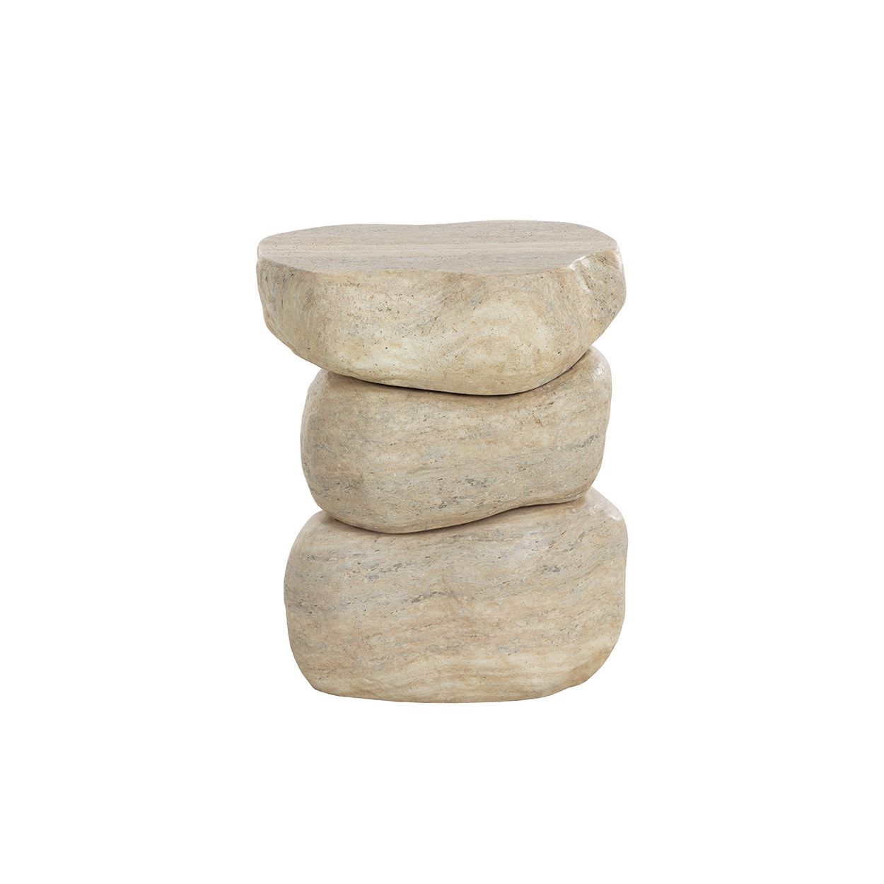 Table d'appoint d'extérieur moderne en béton imitation travertin, de forme géométrique pour patio