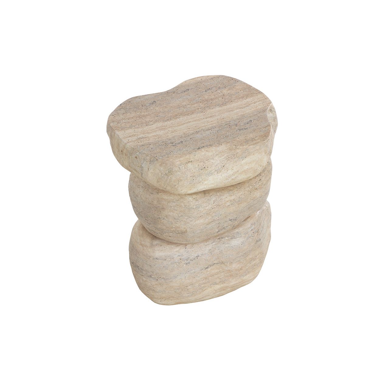 Table d'appoint d'extérieur moderne en béton imitation travertin, de forme géométrique pour patio