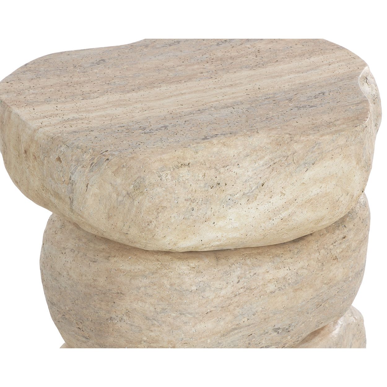 Table d'appoint d'extérieur moderne en béton imitation travertin, de forme géométrique pour patio