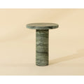 Table d'appoint d'extérieur en béton, aspect marbre vert sauge moderne, avec plateau rond pour terrasse