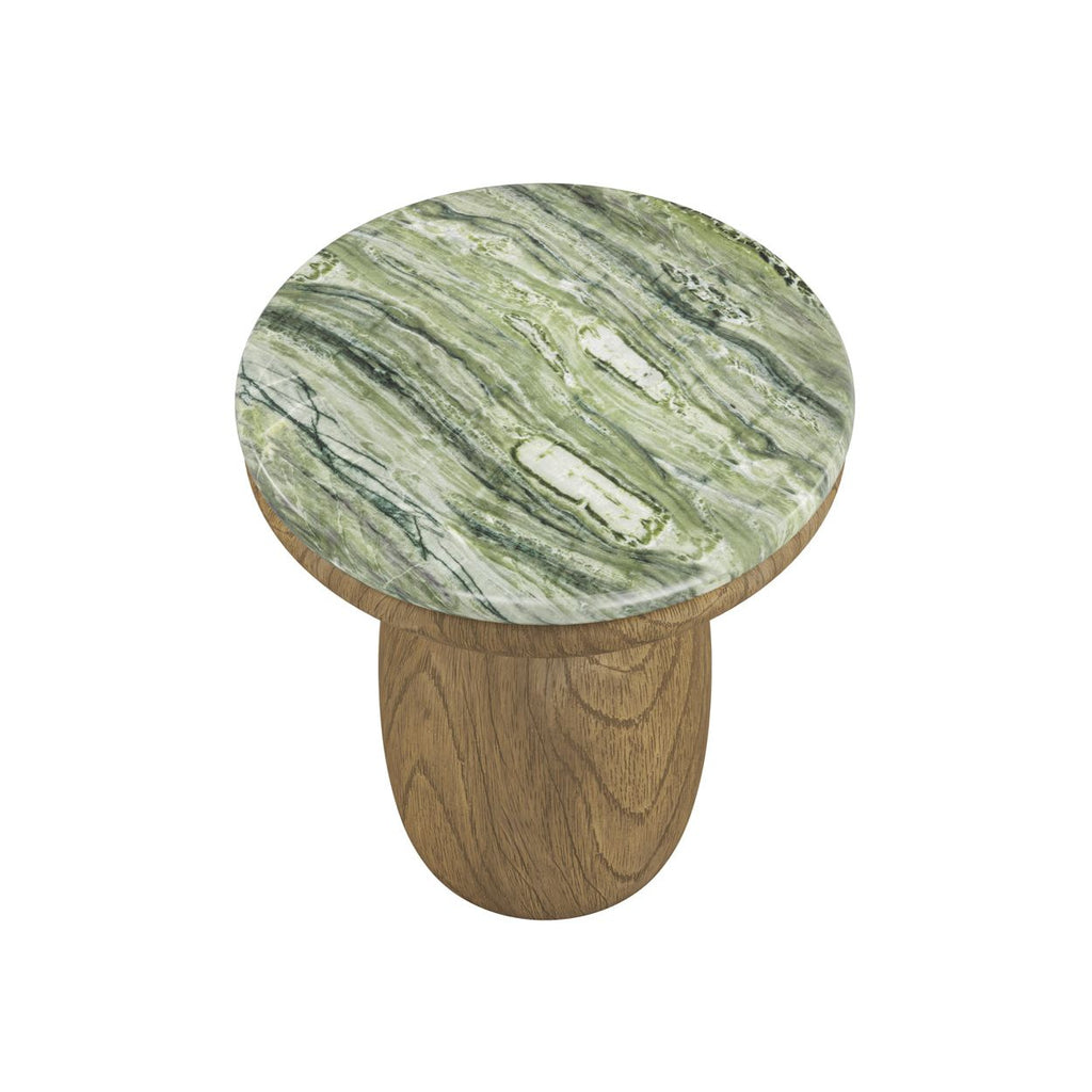 Table d'appoint d'extérieur moderne en béton et verre avec plateau rond pour patio et jardin