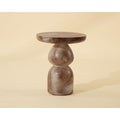 Table d'appoint d'extérieur en béton aspect marbre contemporain avec plateau rond pour terrasse