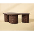Table basse d'extérieur moderne en béton et métal imitation marbre, de forme organique, pour patio