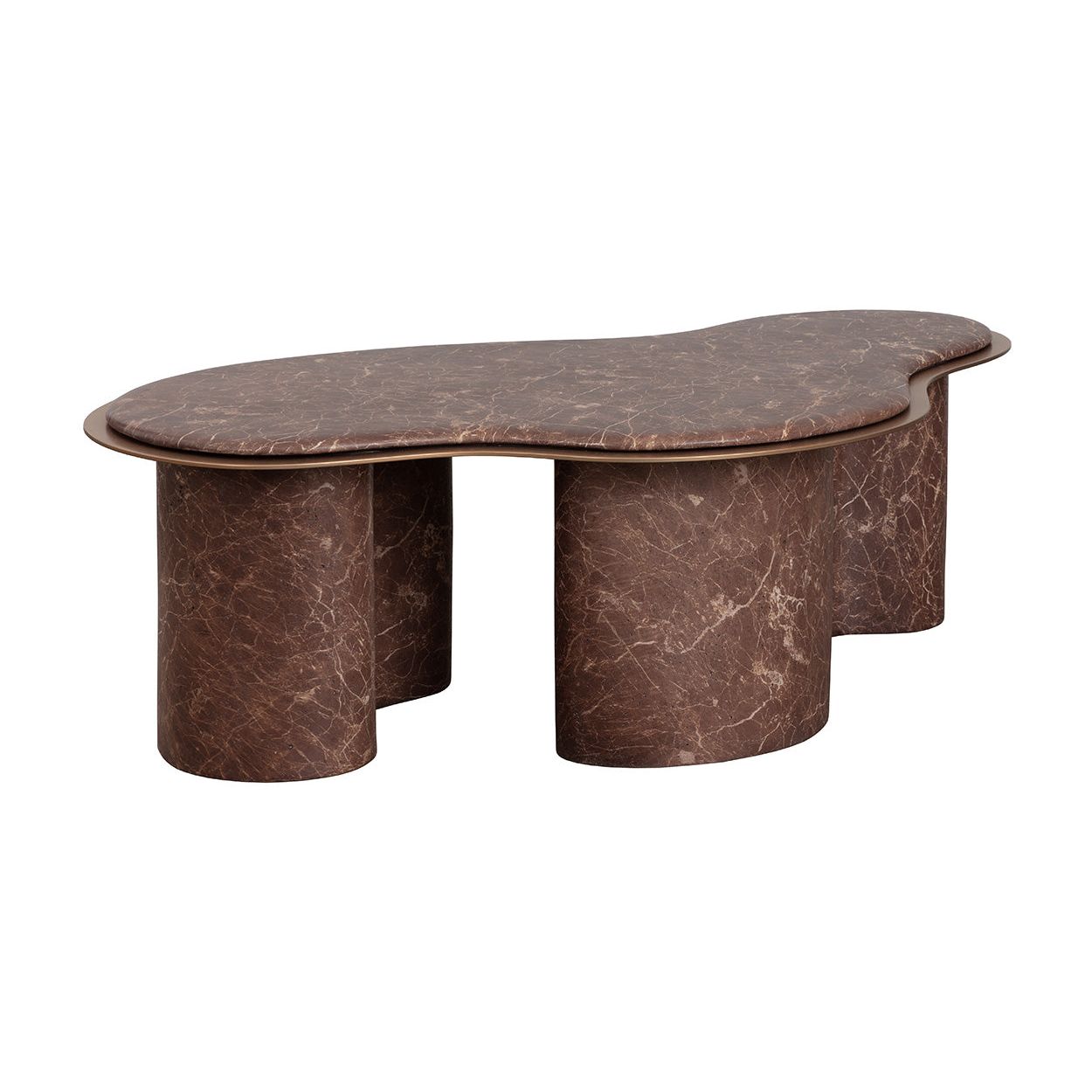 Table basse d'extérieur moderne en béton et métal imitation marbre, de forme organique, pour patio