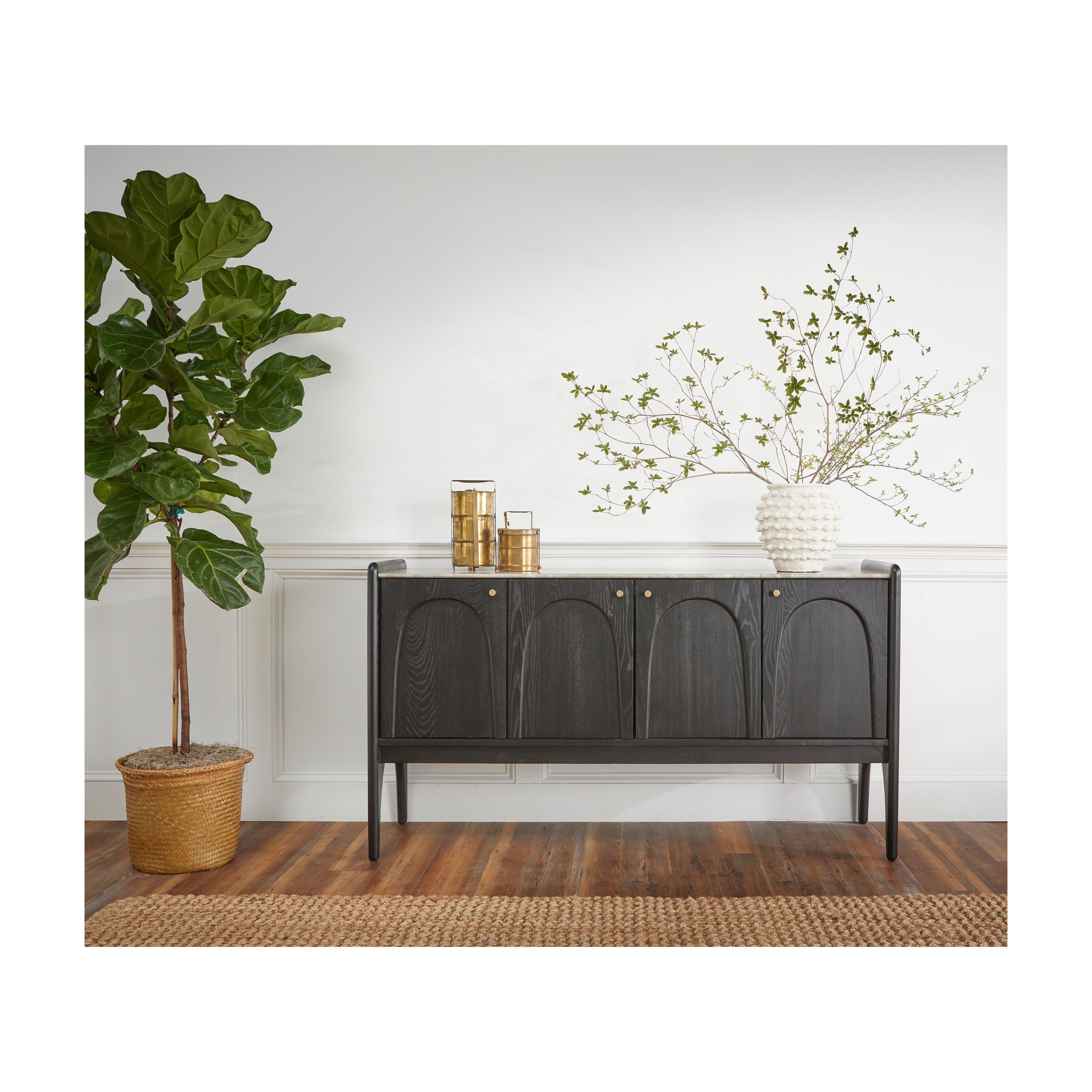 Buffet Contemporain en Bois avec Portes de Rangement pour Salle à Manger