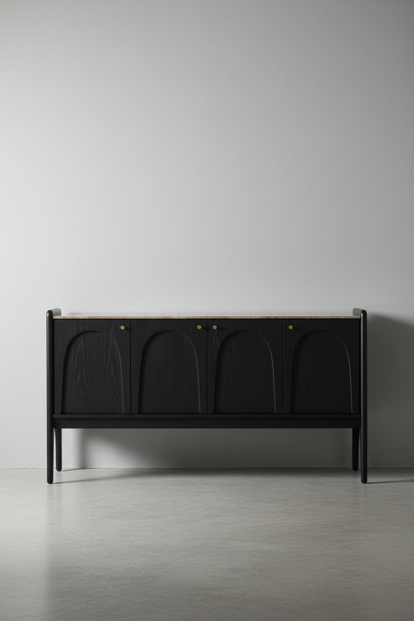 Buffet Contemporain en Bois avec Portes de Rangement pour Salle à Manger