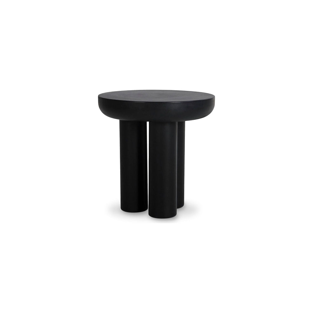Table d'appoint d'extérieur moderne en béton et métal avec plateau rond pour patio et jardin