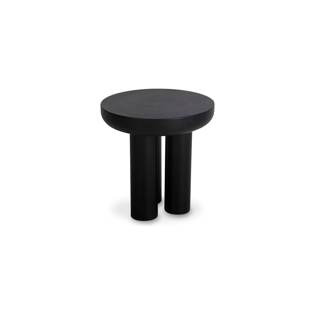 Table d'appoint d'extérieur moderne en béton et métal avec plateau rond pour patio et jardin