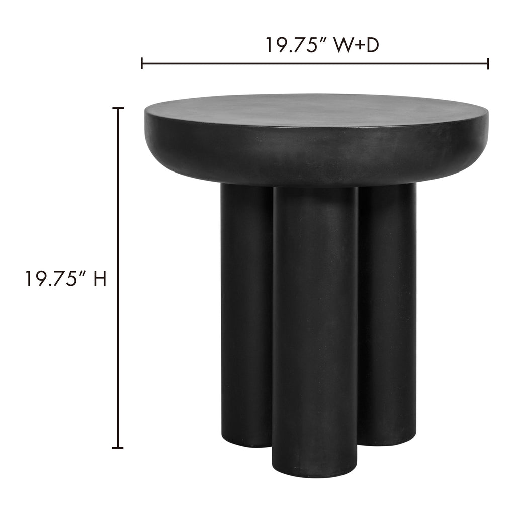Table d'appoint d'extérieur moderne en béton et métal avec plateau rond pour patio et jardin