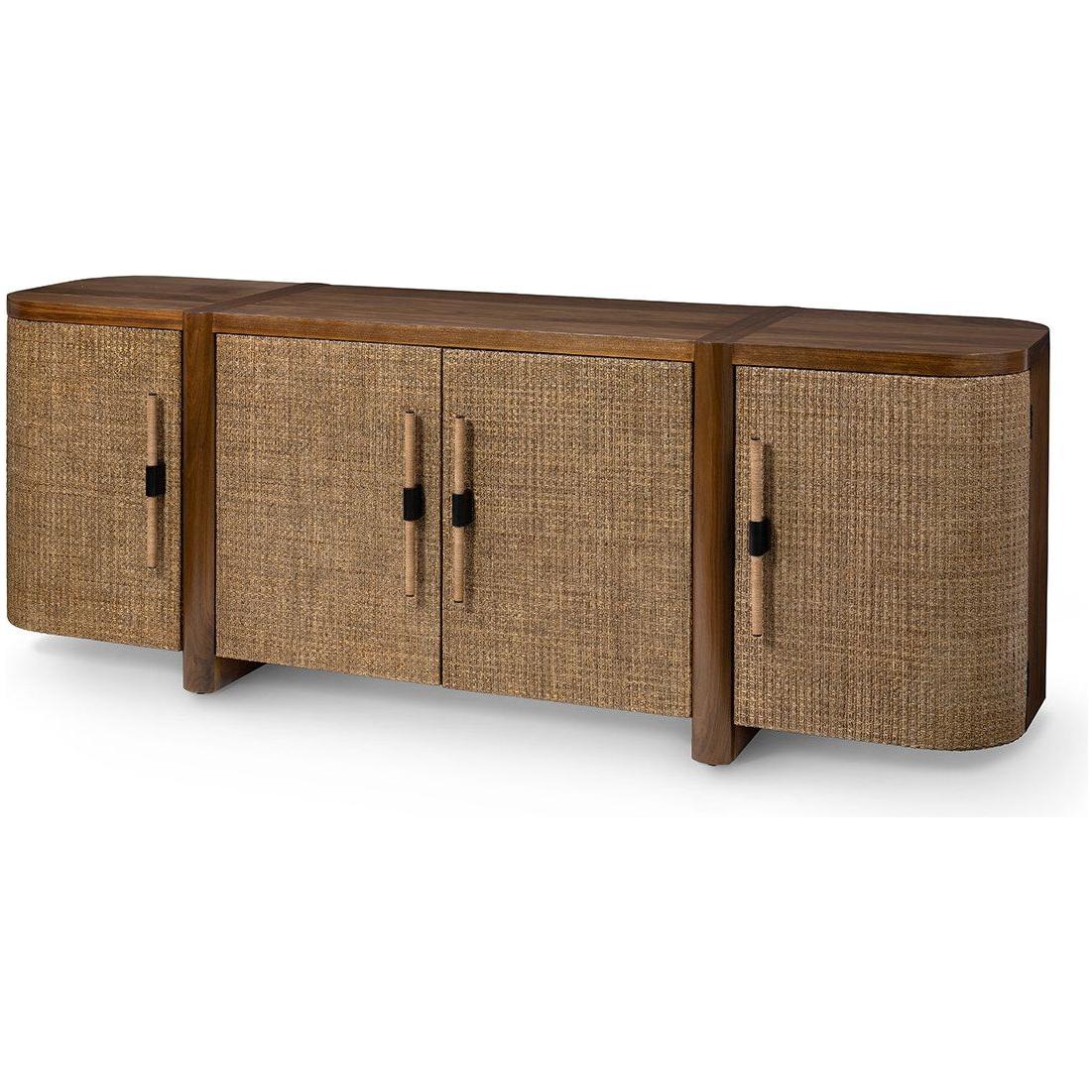Bahut moderne en noyer avec portes de rangement pour salle à manger