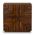 Table de chevet moderne en bois massif avec motif géométrique pour chambre à coucher