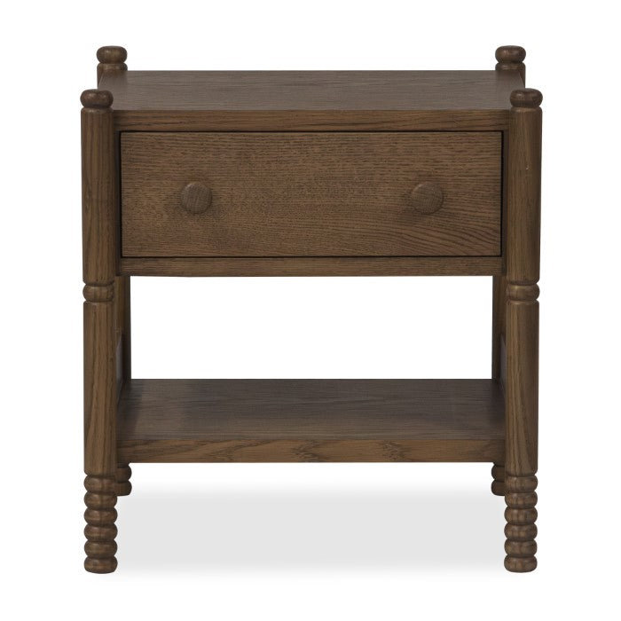 Table de chevet en chêne naturel avec cadre aux lignes épurées pour chambre à coucher
