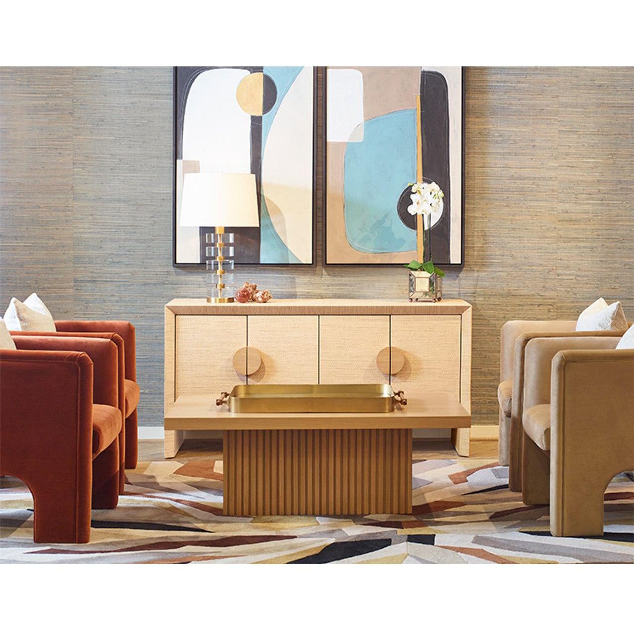 Buffet moderne en bois à quatre portes avec grand espace de rangement pour salle à manger