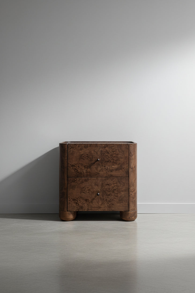 Table de chevet contemporaine en bois avec cadre aux lignes épurées pour chambre à coucher