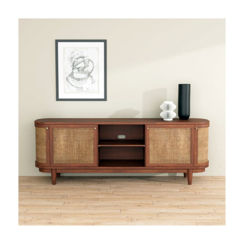Canggu 84¡å Cane Solid Wood Media Stand ¨C Porto