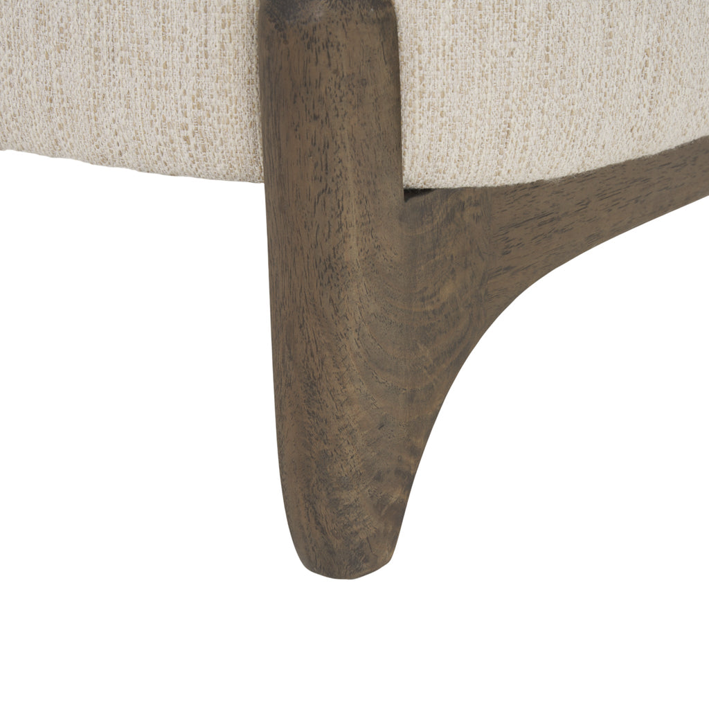 Fauteuil d'appoint de style rustique en osier et bois avec assise rembourrée pour le salon