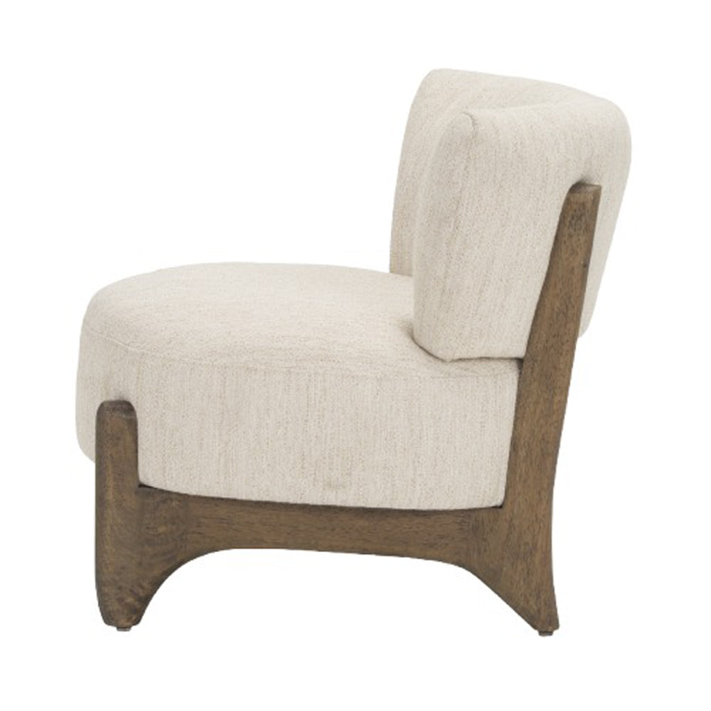 Fauteuil d'appoint de style rustique en osier et bois avec assise rembourrée pour le salon