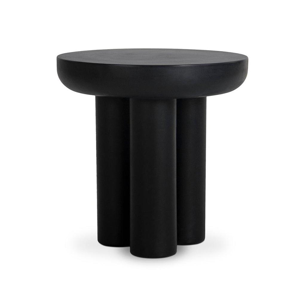 Table d'appoint d'extérieur moderne en béton et métal avec plateau rond pour patio et jardin
