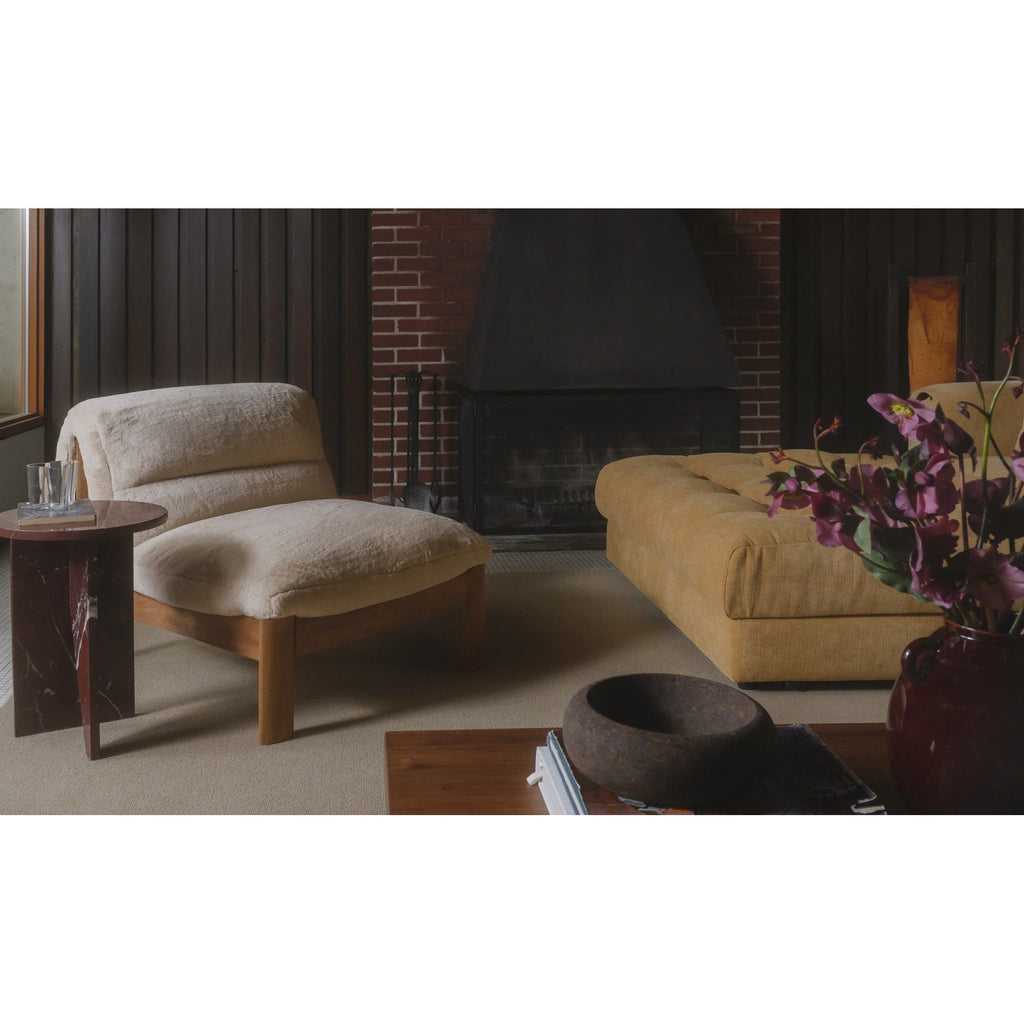 Fauteuil d'appoint moderne rembourré et en bois avec cadre en bois naturel pour salon