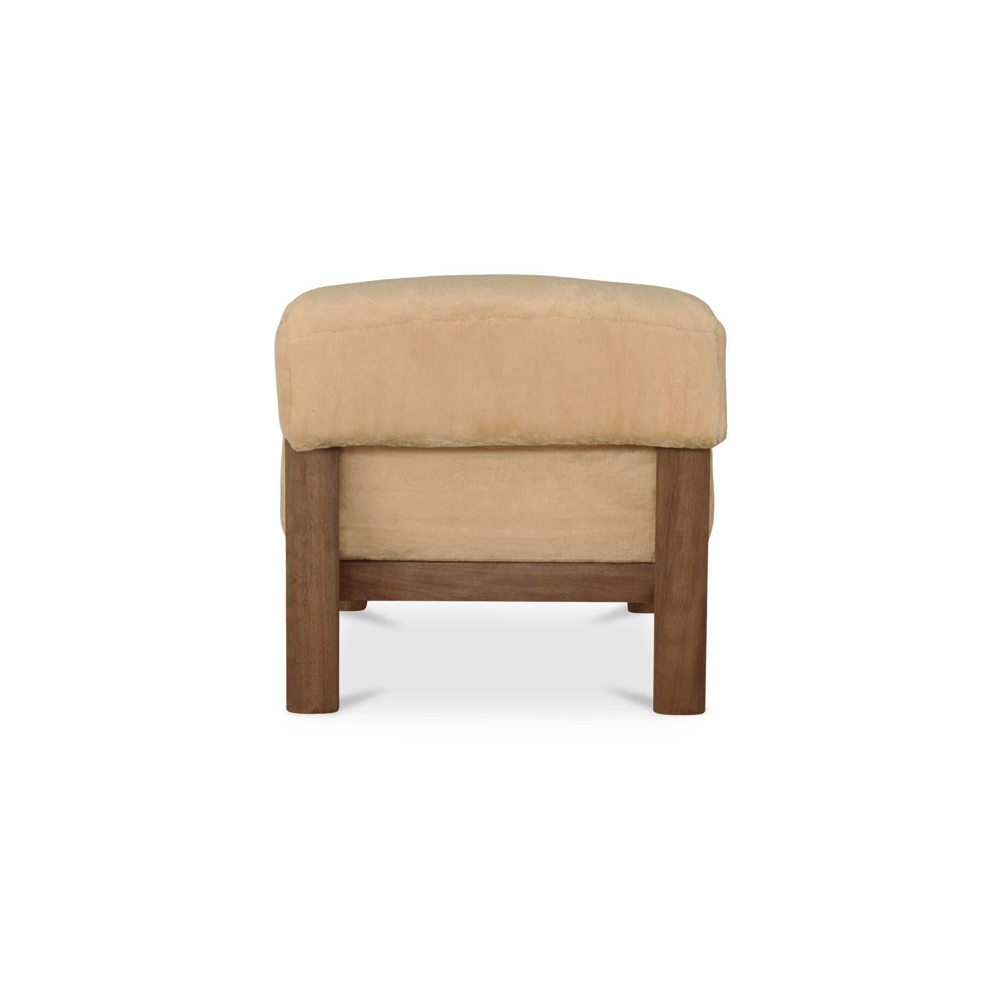 Fauteuil d'appoint moderne rembourré et en bois avec cadre en bois naturel pour salon