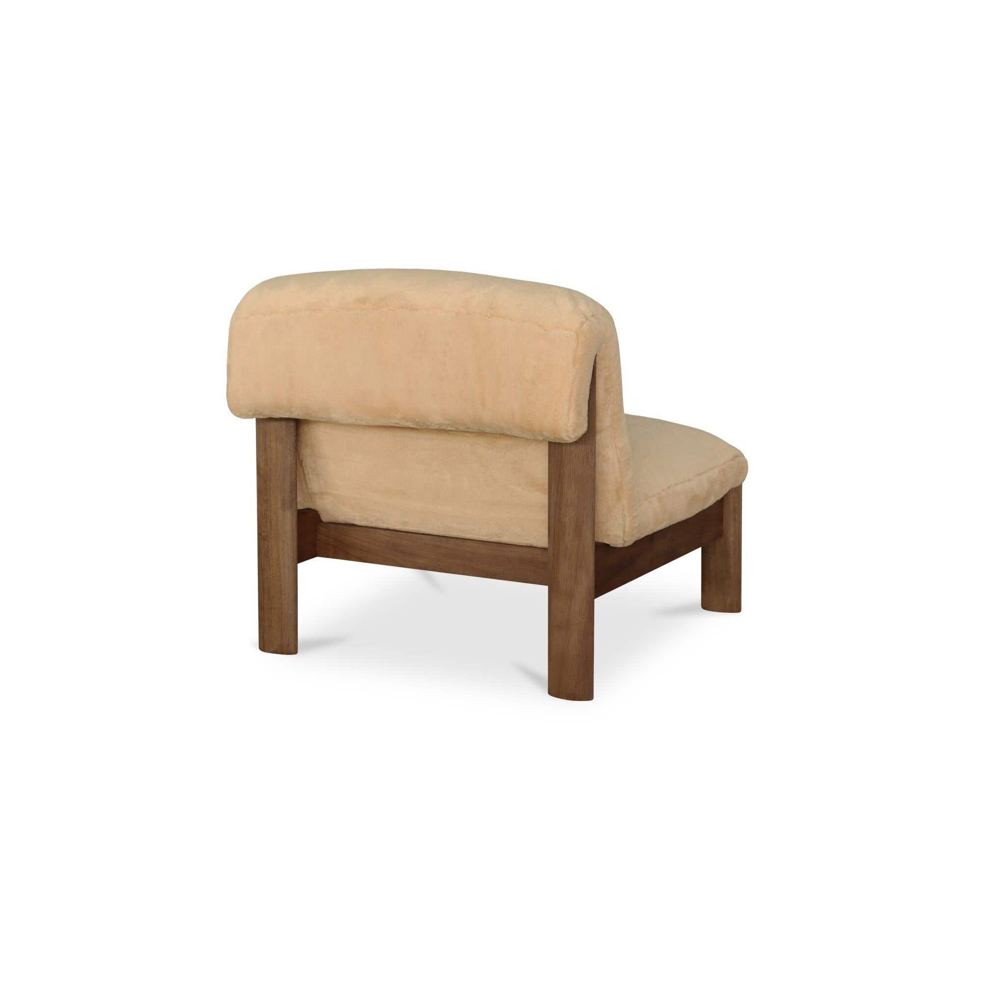 Fauteuil d'appoint moderne rembourré et en bois avec cadre en bois naturel pour salon