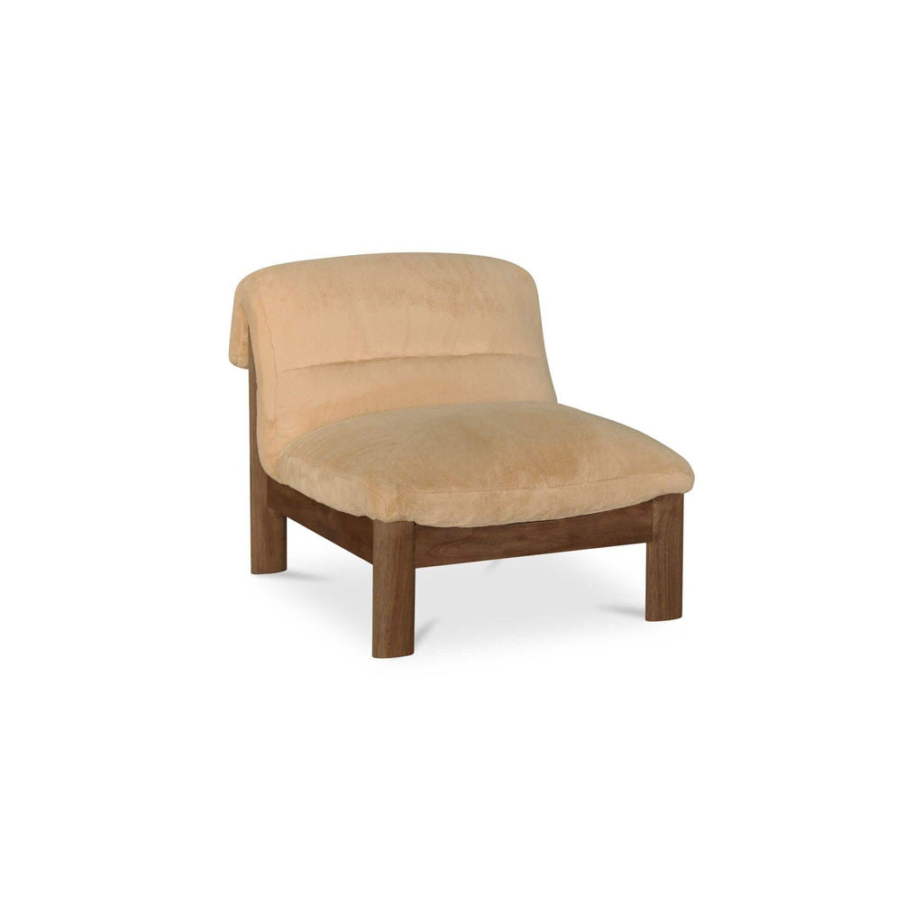 Fauteuil d'appoint moderne rembourré et en bois avec cadre en bois naturel pour salon