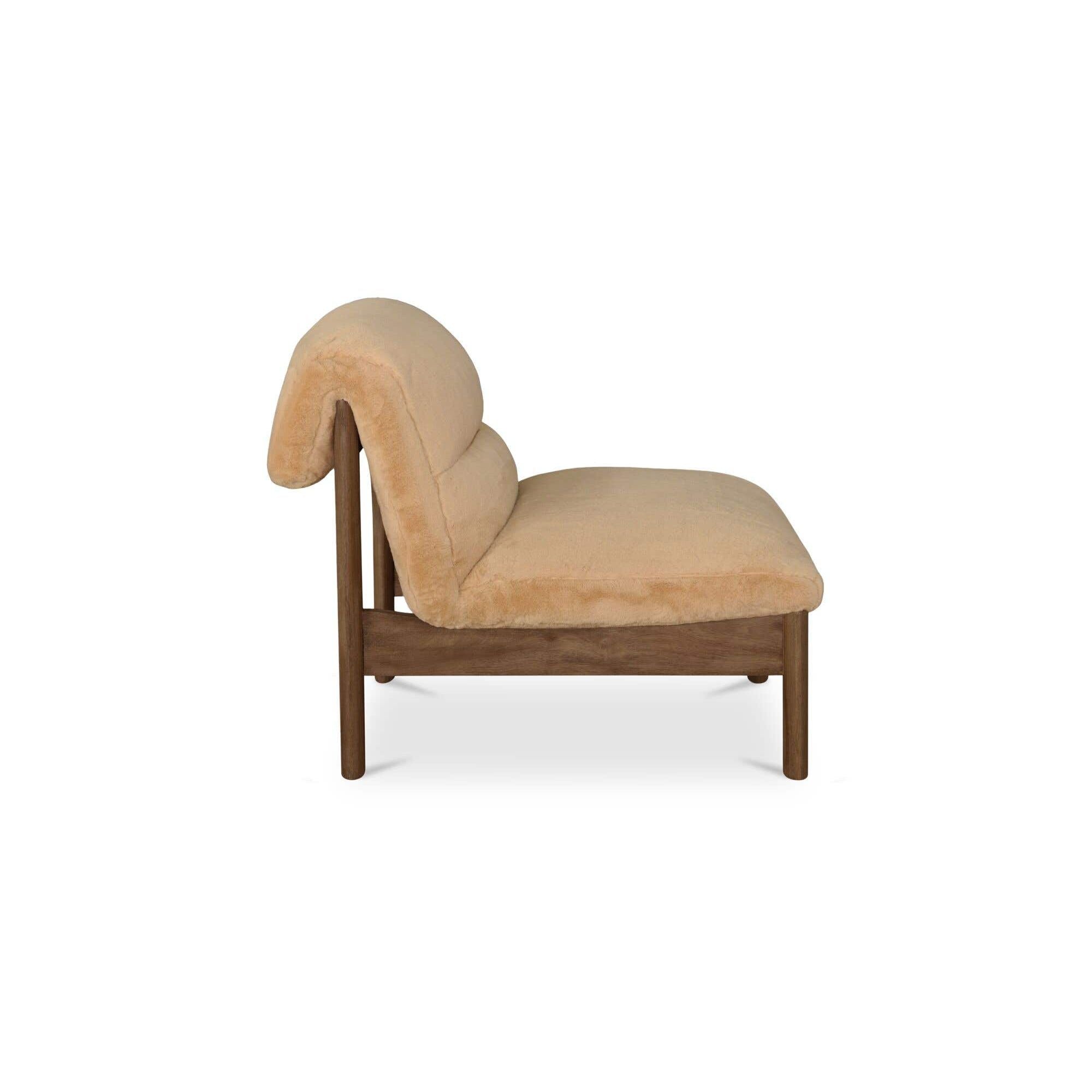 Fauteuil d'appoint moderne rembourré et en bois avec cadre en bois naturel pour salon