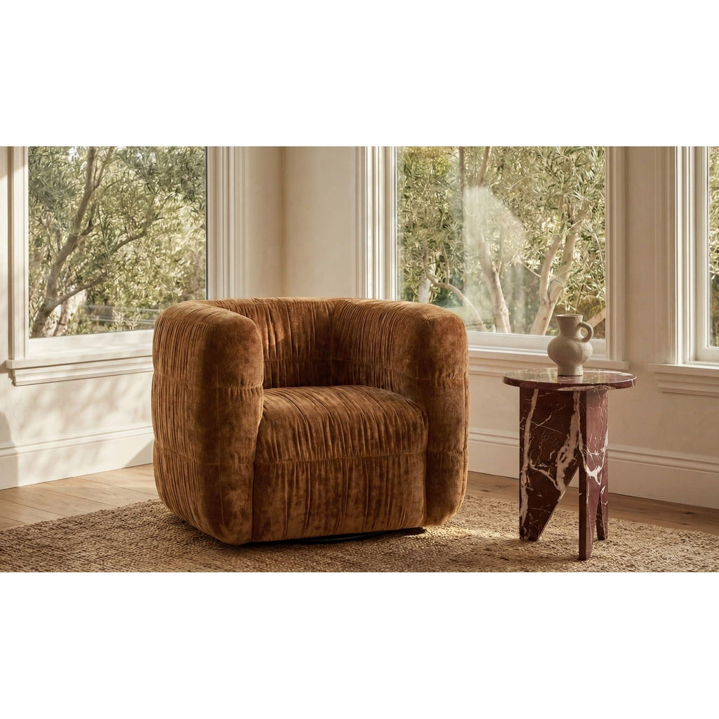 Fauteuil d'appoint pivotant rembourré moderne avec rotation à 360° pour le salon