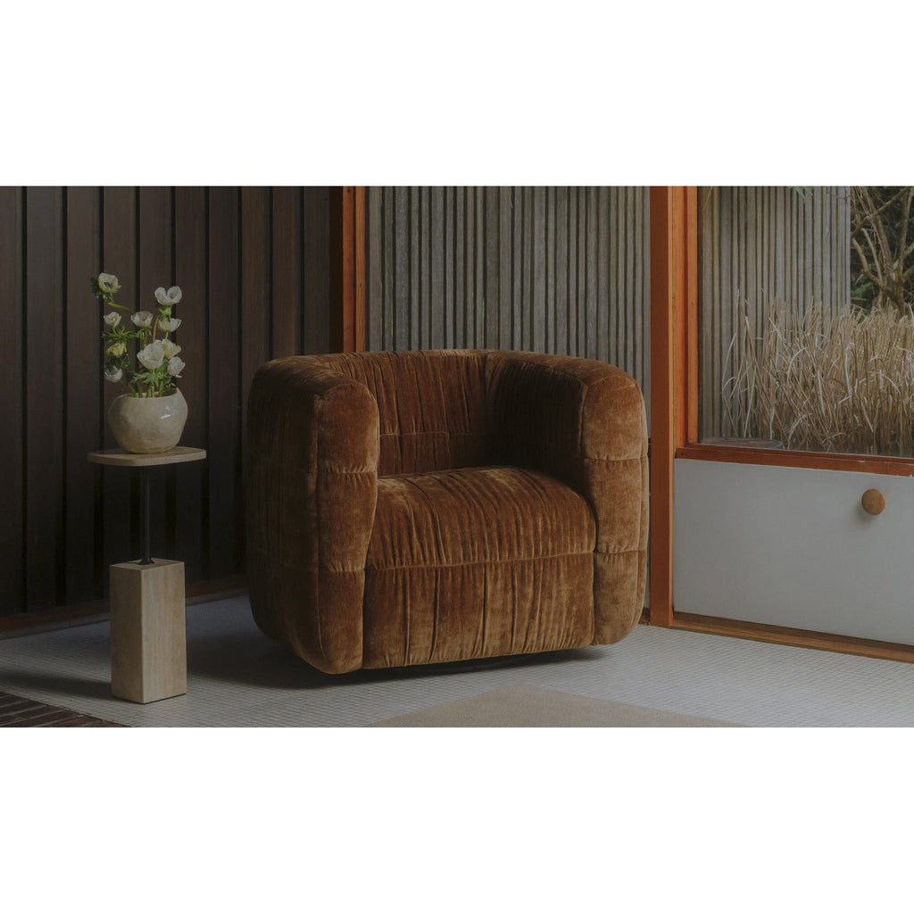 Fauteuil d'appoint pivotant rembourré moderne avec rotation à 360° pour le salon