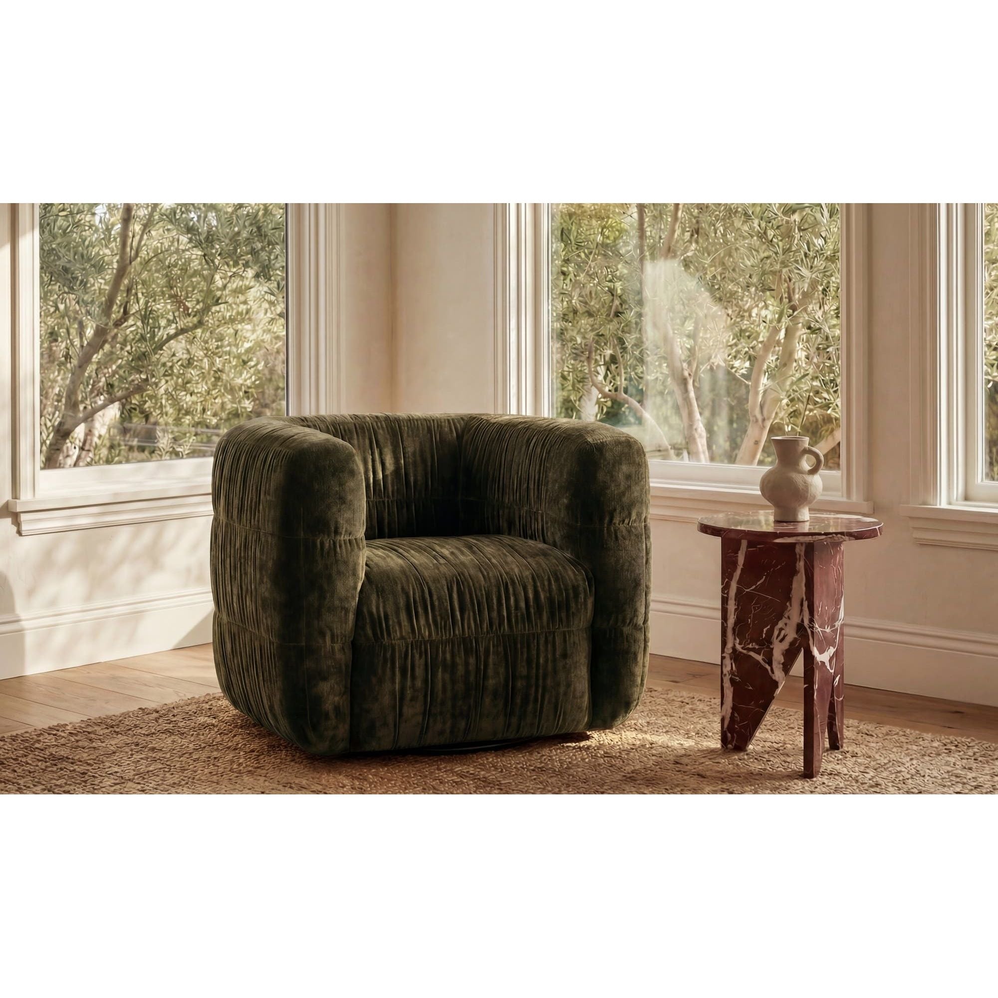 Fauteuil d'appoint pivotant rembourré moderne avec rotation à 360° pour le salon