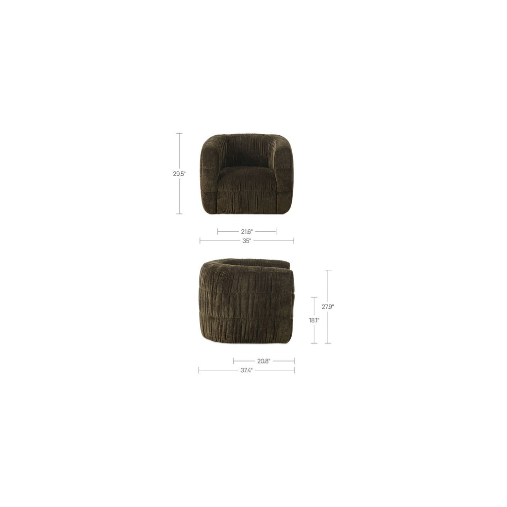 Fauteuil d'appoint pivotant rembourré moderne avec rotation à 360° pour le salon
