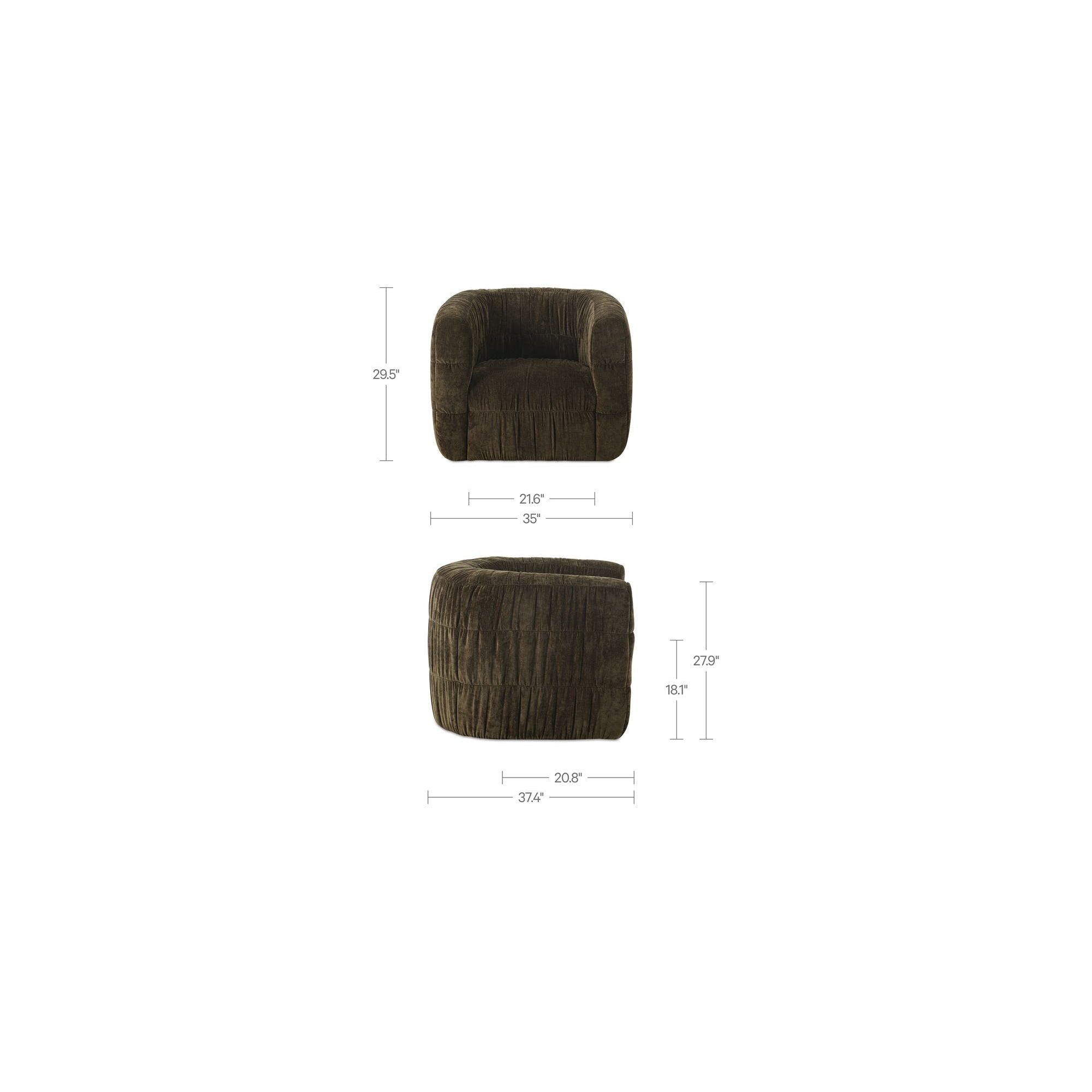Fauteuil d'appoint pivotant rembourré moderne avec rotation à 360° pour le salon