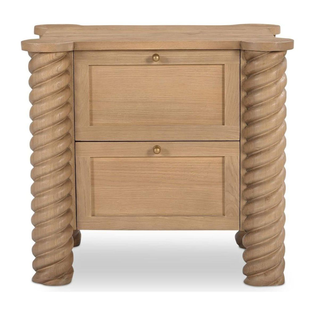 Table de chevet en chêne naturel avec 2 tiroirs de rangement pour chambre à coucher