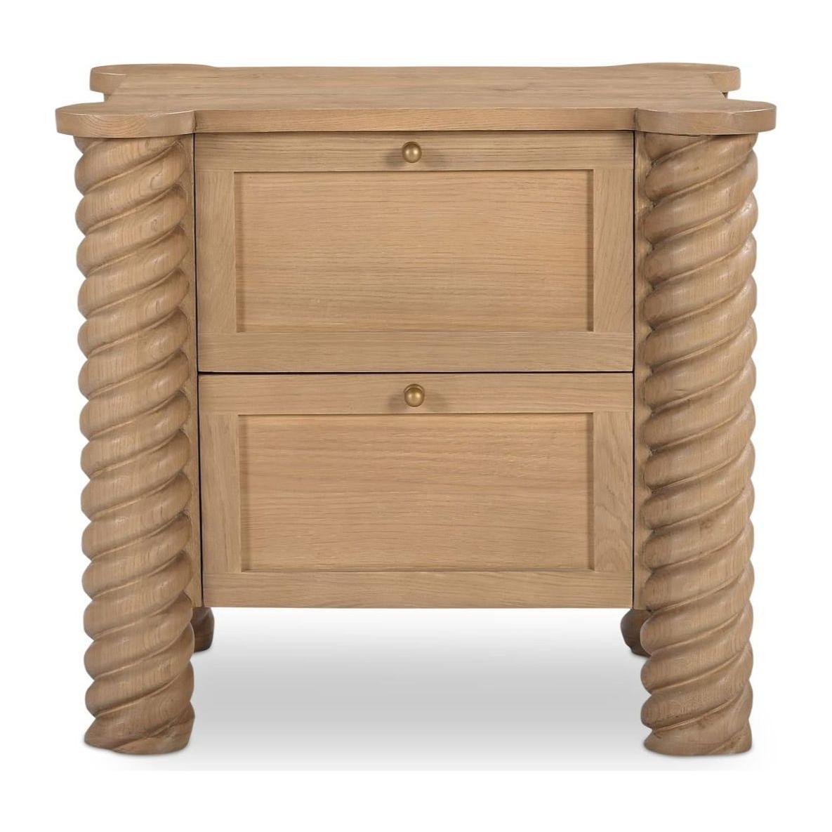 Table de chevet en chêne naturel avec 2 tiroirs de rangement pour chambre à coucher