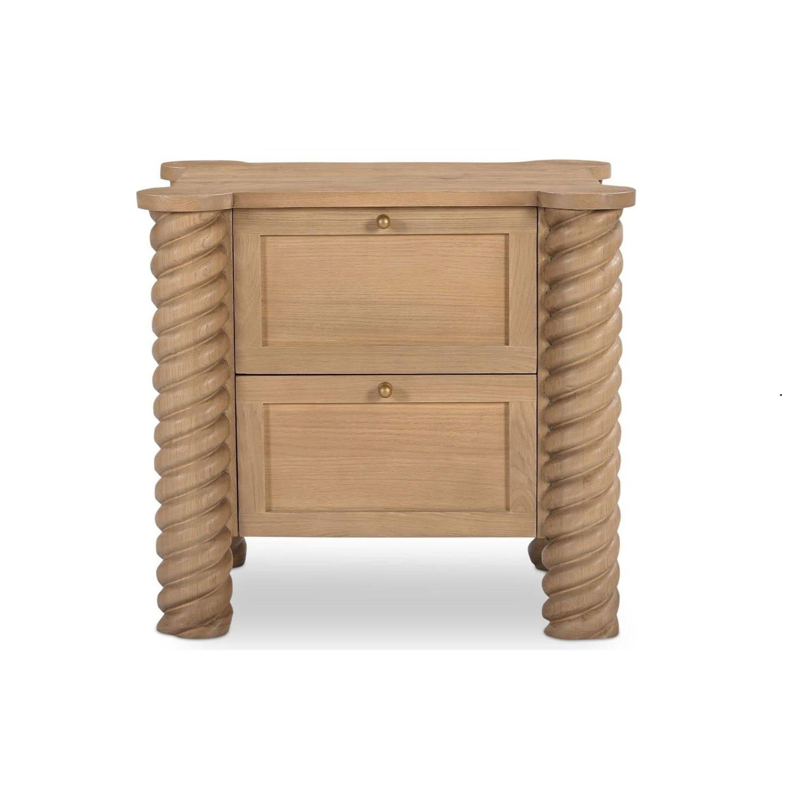 Table de chevet en chêne naturel avec 2 tiroirs de rangement pour chambre à coucher