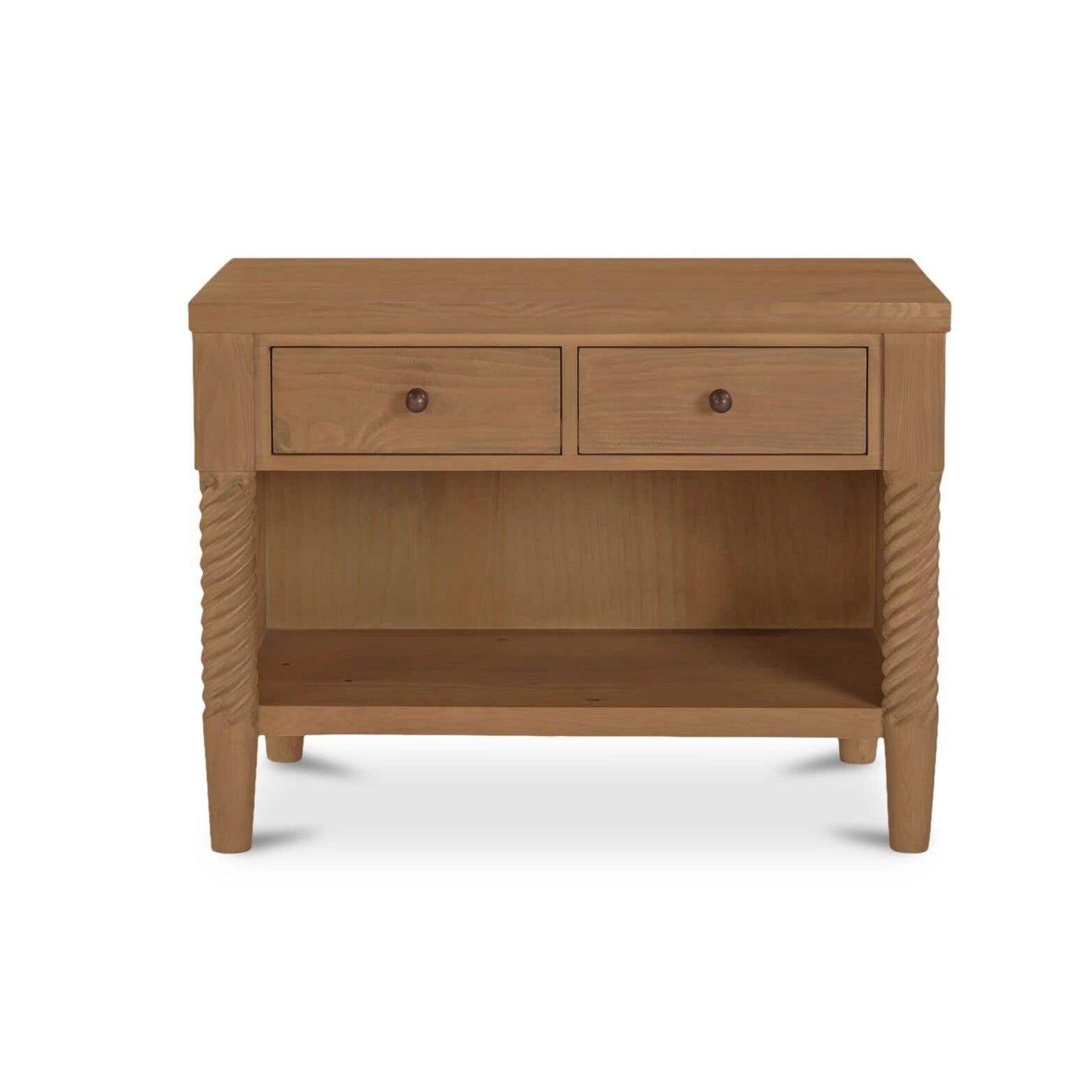 Table de chevet traditionnelle en osier et bois avec tiroirs de rangement pour chambre à coucher
