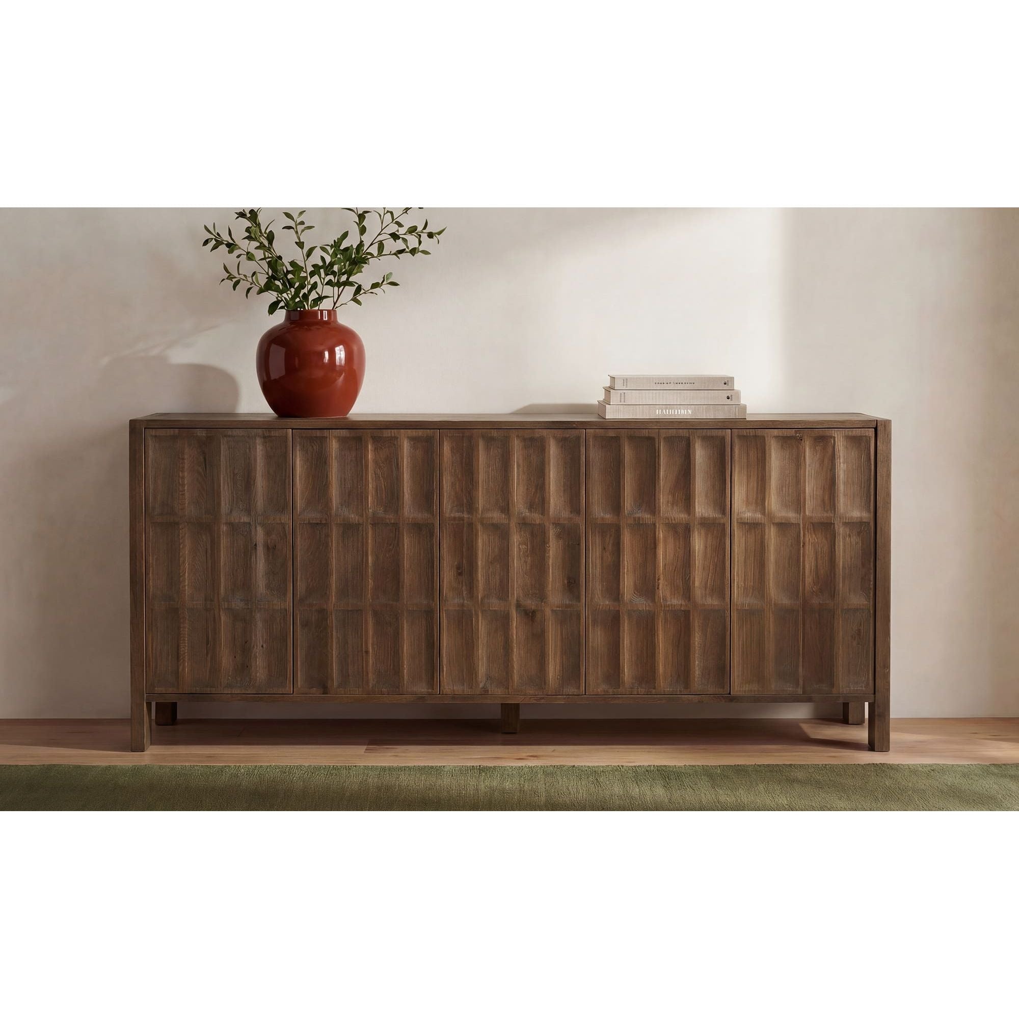 Bahut en bois moderne avec tiroirs et portes pour salle à manger