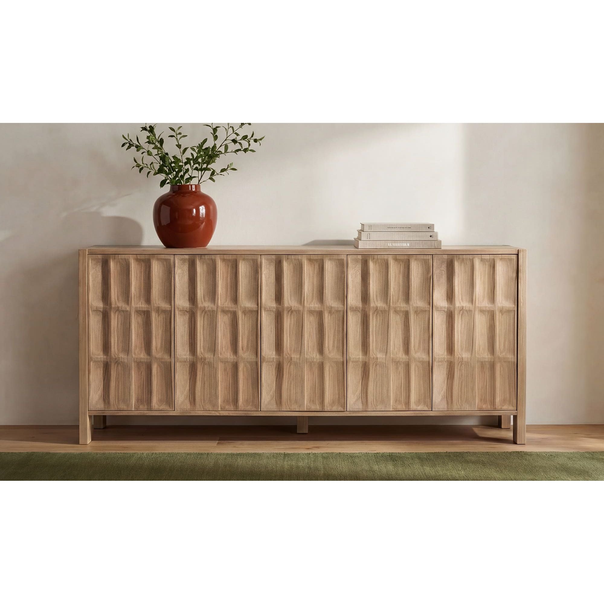 Bahut en bois moderne avec tiroirs et portes pour salle à manger
