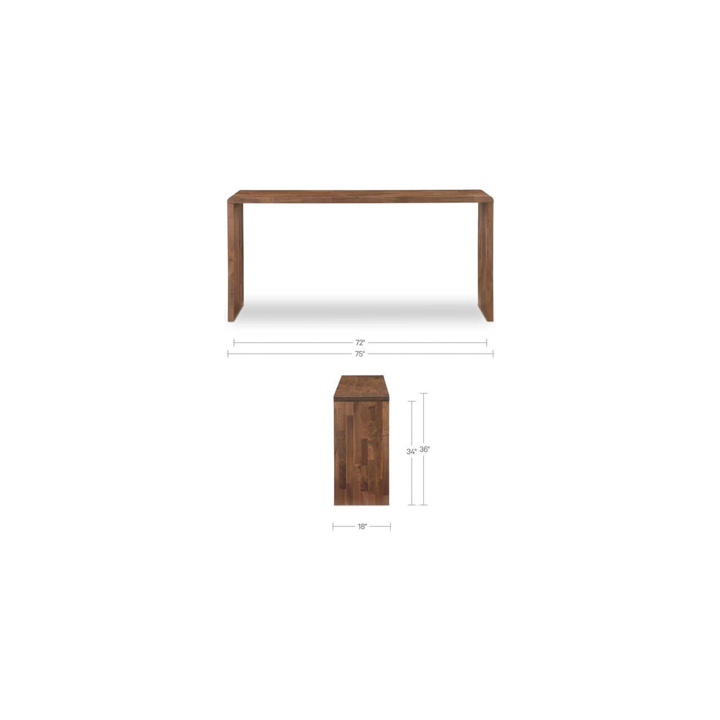 Table de comptoir d'extérieur en bois naturel avec cadre épuré pour la cuisine et le patio