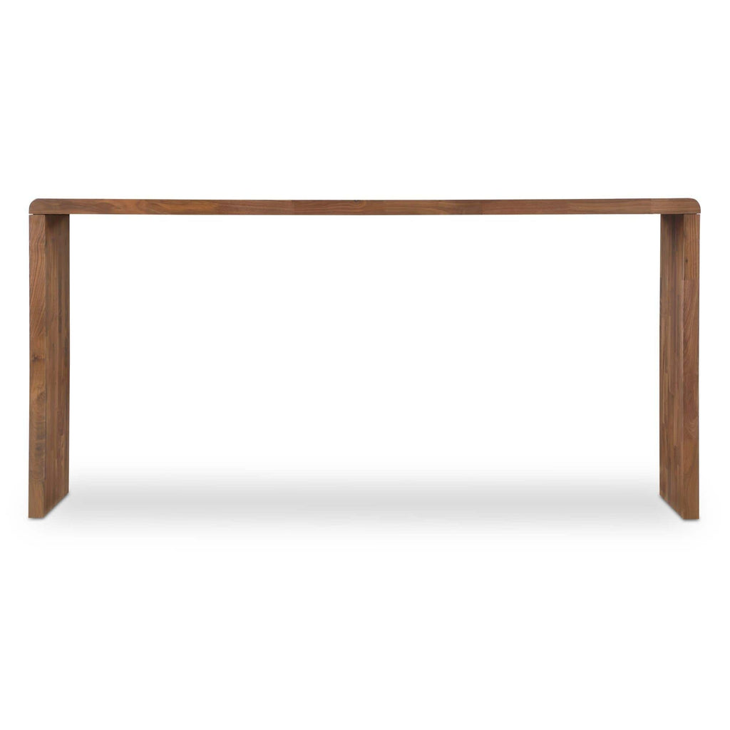 Table de comptoir d'extérieur en bois naturel avec cadre épuré pour la cuisine et le patio