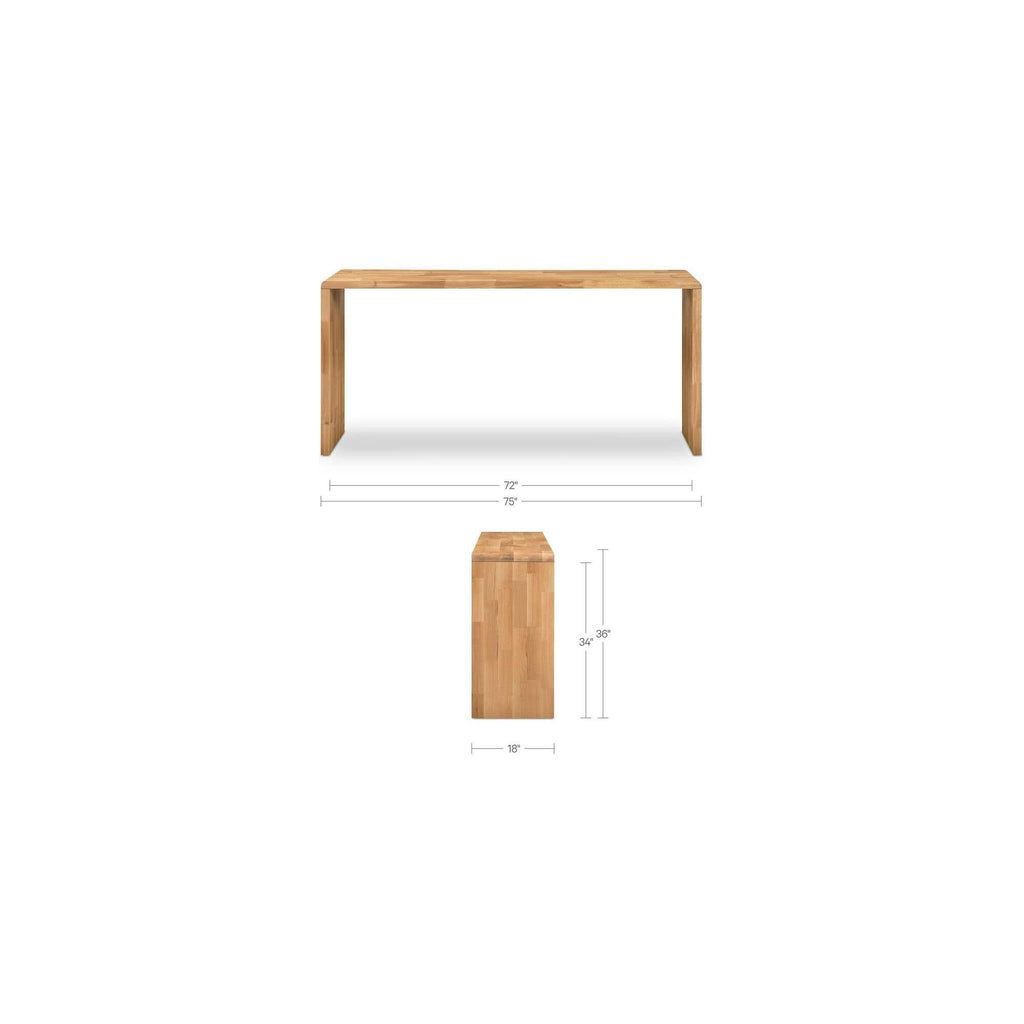 Table de comptoir d'extérieur en bois naturel avec cadre épuré pour la cuisine et le patio